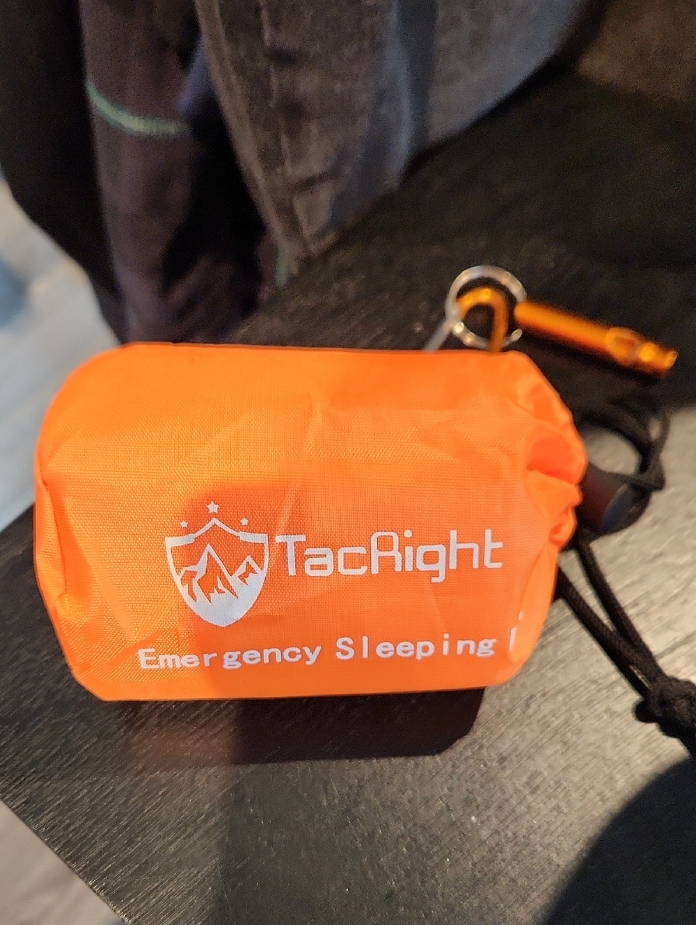 NWOT TacRight Emergency Sleeping Bag - Bright Orange w/keychain Whistle